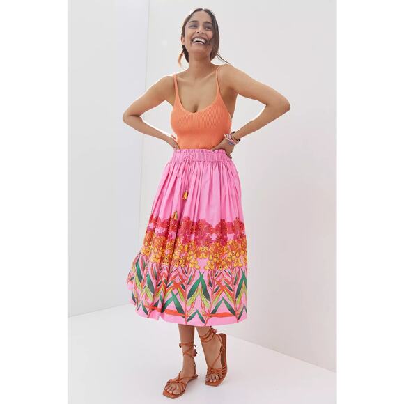Anthropologie Skirt Womens Extra Small NWT Roopa Pemmaraju Embroidered Midi Bead